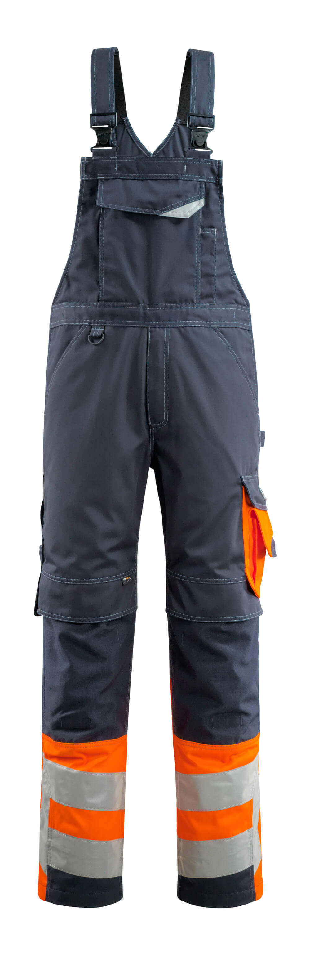 MASCOT Sunderland Bib & Brace with kneepad pockets 15669 Dark Navy/hi-vis Orange