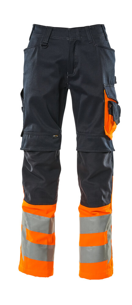 MASCOT Leeds Trousers with kneepad pockets 15679 Dark Navy/hi-vis Orange