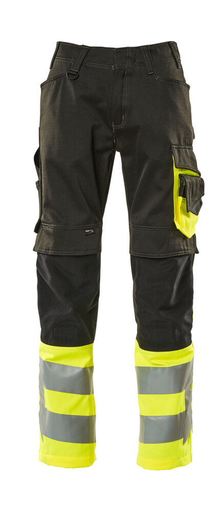 MASCOT Leeds Trousers with kneepad pockets 15679 Black/hi-vis Yellow