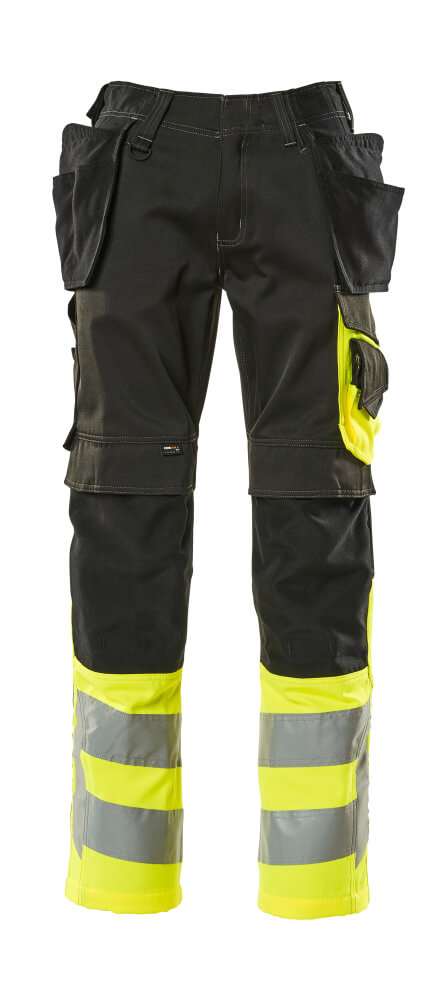 MASCOT SAFE SUPREME Trousers with holster pockets 17531 Black/hi-vis Yellow