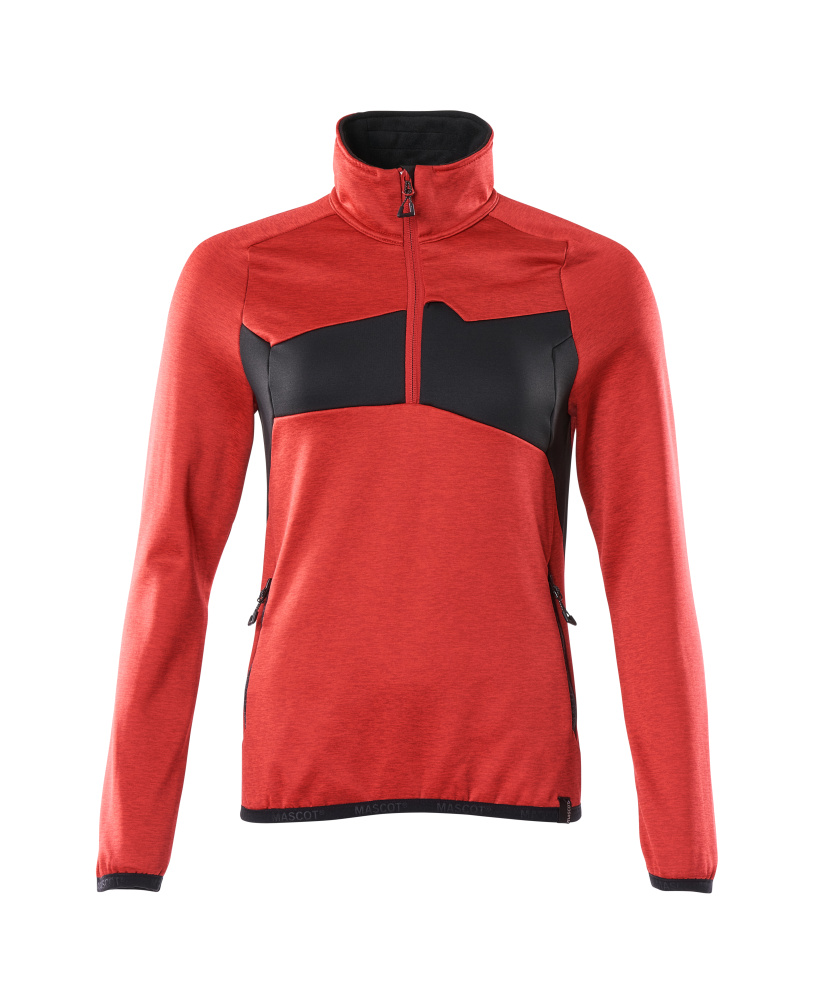 MASCOT ACCELERATE Fleece jumper with half zip 18053 Traffic Red/black