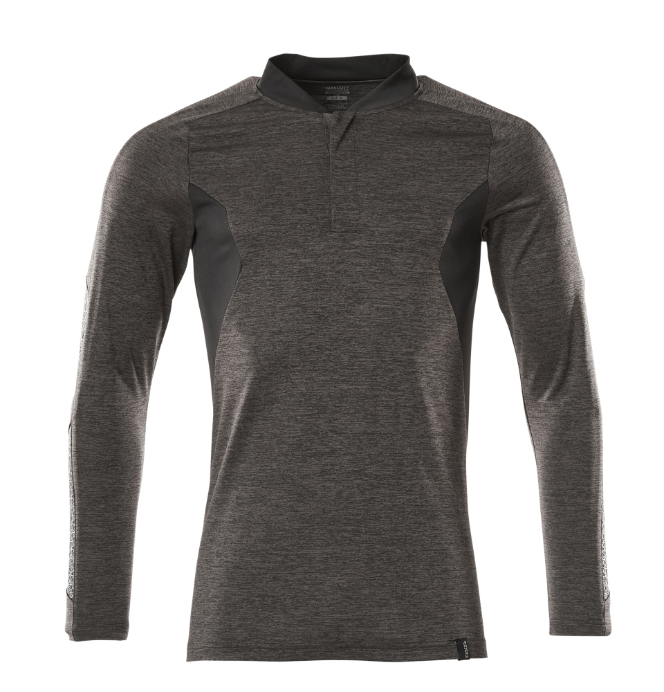 MASCOT ACCELERATE Polo Shirt, long-sleeved 18081 Dark Anthracite-flecked/black