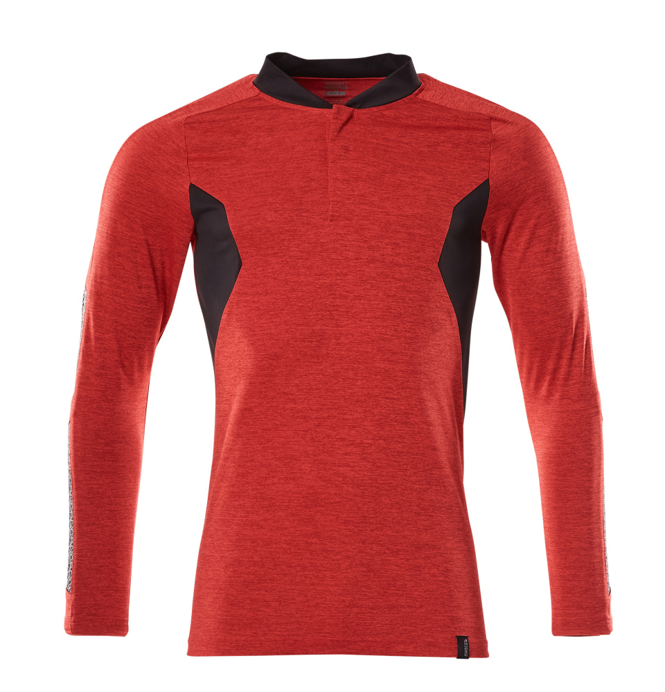 MASCOT ACCELERATE Polo Shirt, long-sleeved 18081 Traffic Red-flecked/black