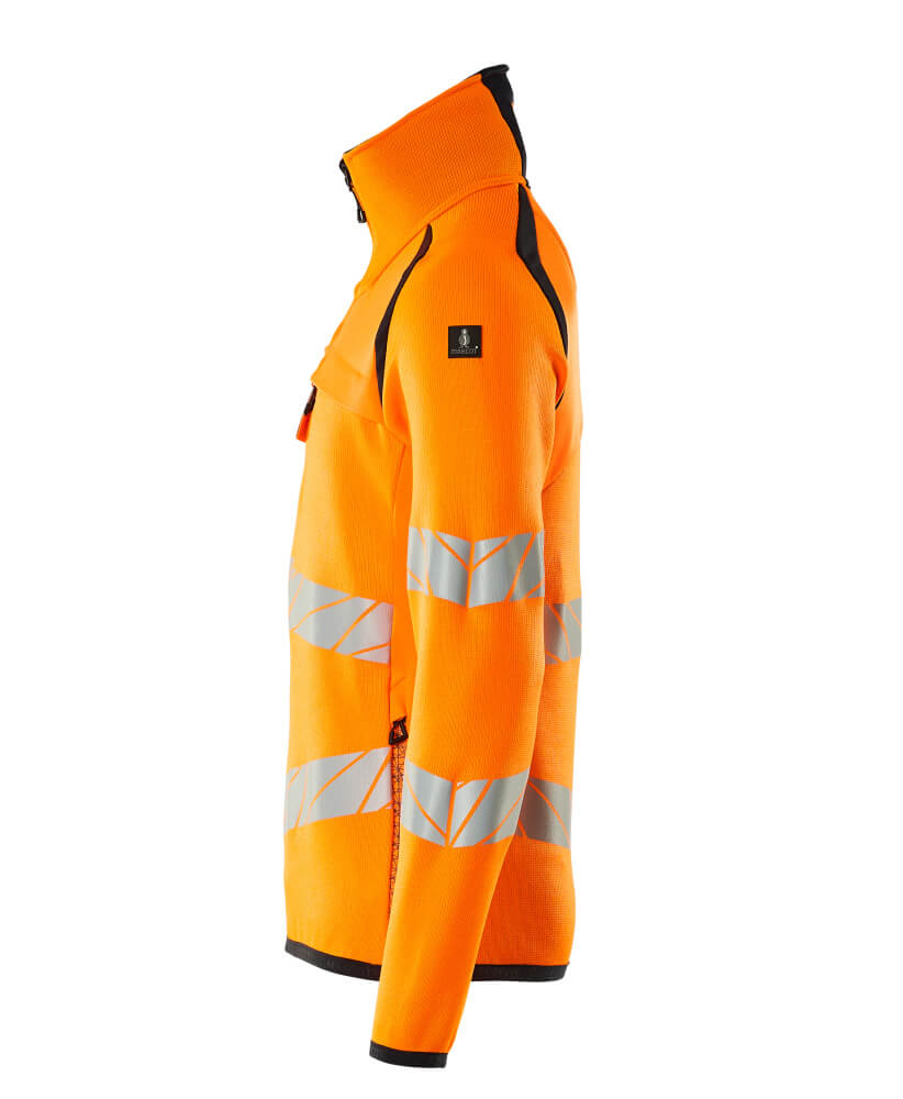MASCOT ACCELERATE SAFE Knitted Jumper with half zip 19005 Hi-vis Orange/dark Navy
