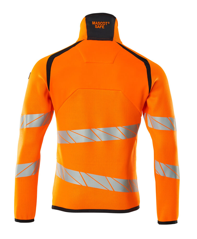 MASCOT ACCELERATE SAFE Knitted Jumper with half zip 19005 Hi-vis Orange/dark Navy
