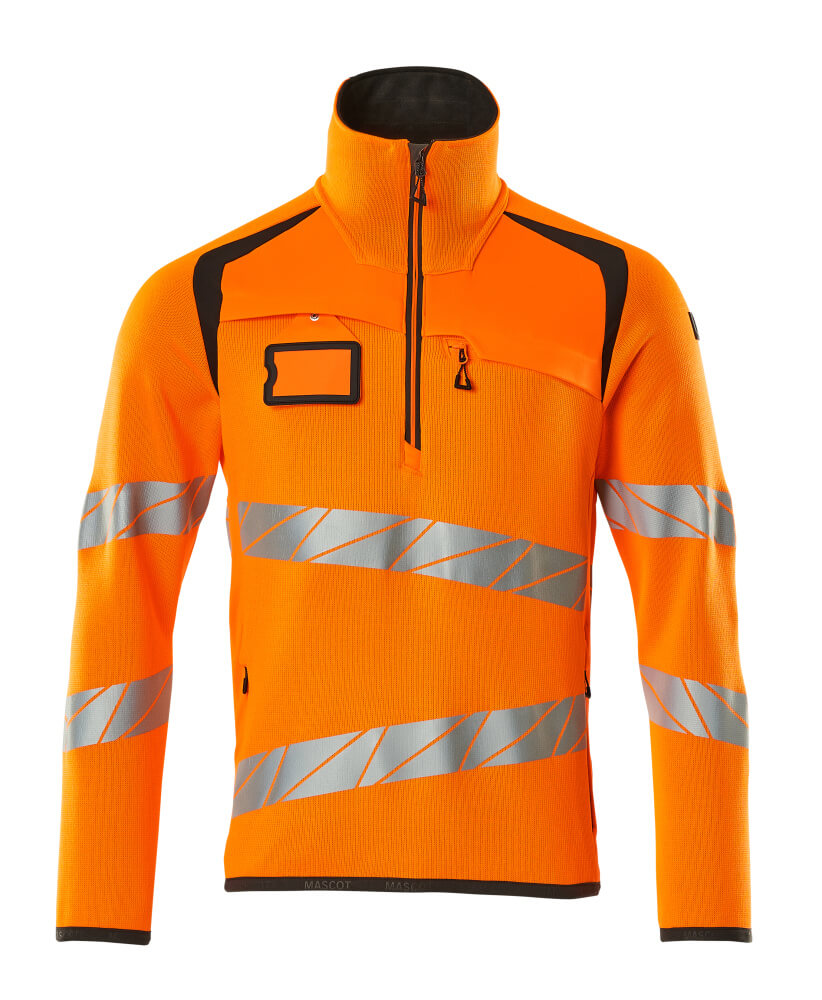 MASCOT ACCELERATE SAFE Knitted Jumper with half zip 19005 Hi-vis Orange/dark Anthracite