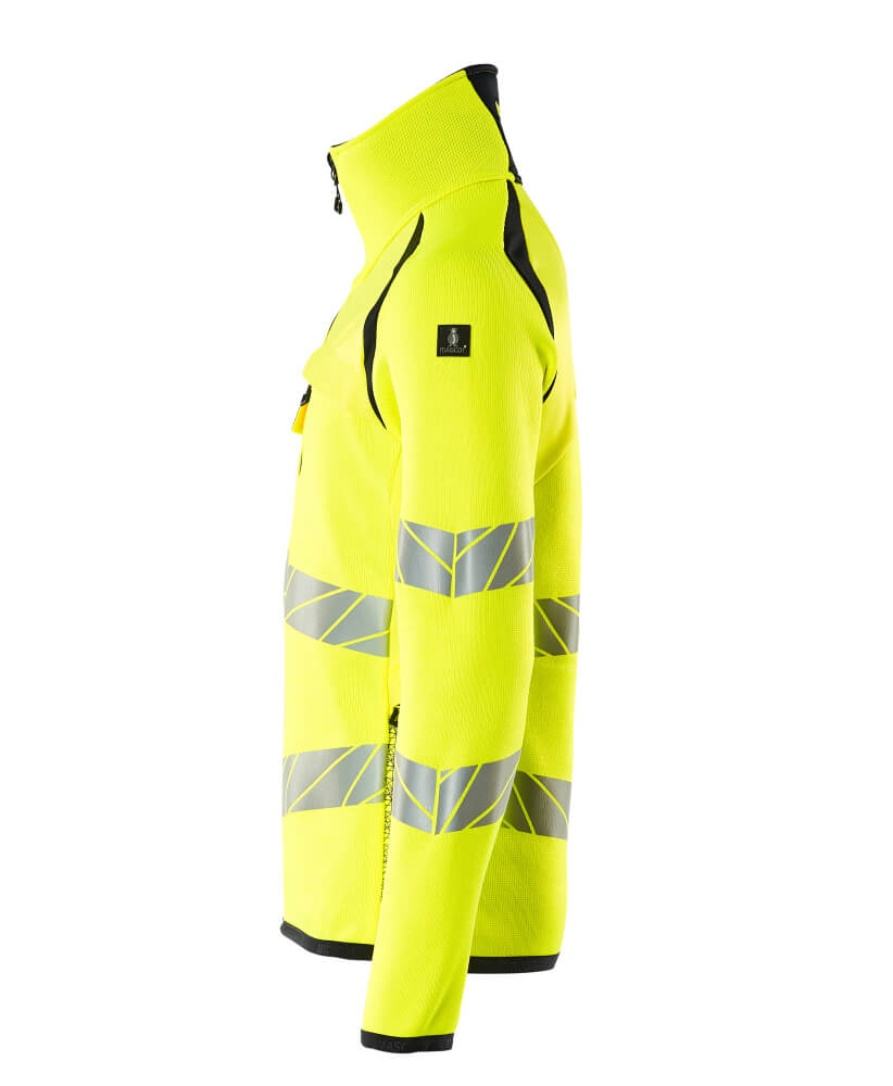 MASCOT ACCELERATE SAFE Knitted Jumper with half zip 19005 Hi-vis Yellow/dark Navy