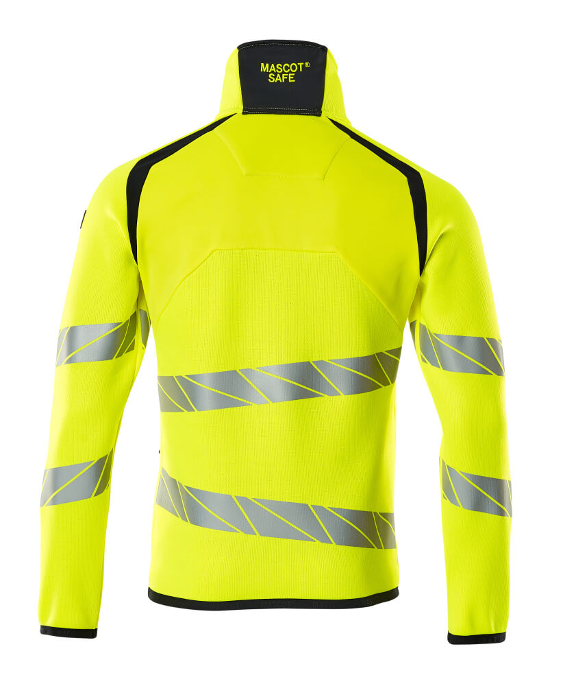 MASCOT ACCELERATE SAFE Knitted Jumper with half zip 19005 Hi-vis Yellow/dark Navy