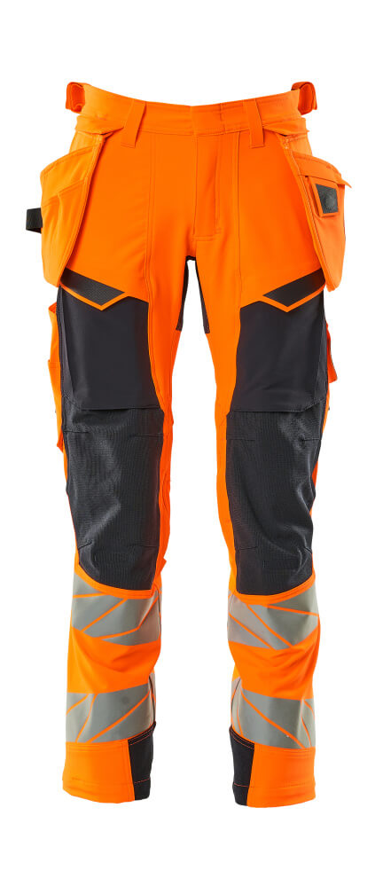 MASCOT ACCELERATE SAFE Trousers with holster pockets 19031 Hi-vis Orange/dark Navy