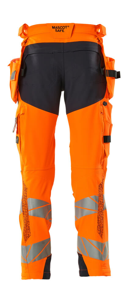 MASCOT ACCELERATE SAFE Trousers with holster pockets 19031 Hi-vis Orange/dark Navy