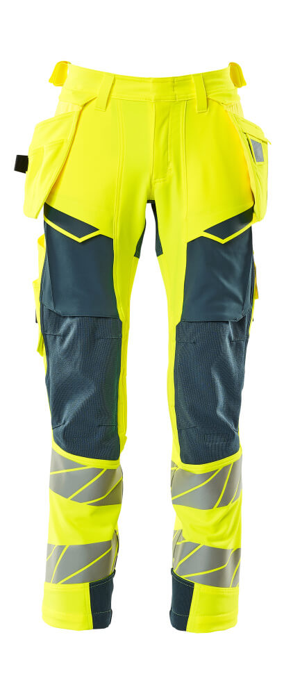 MASCOT ACCELERATE SAFE Trousers with holster pockets 19031 Hi-vis Yellow/dark Petroleum