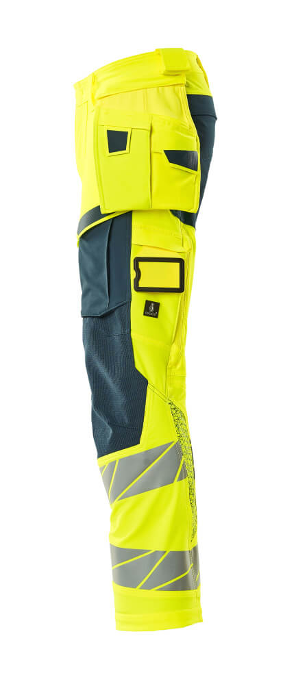 MASCOT ACCELERATE SAFE Trousers with holster pockets 19031 Hi-vis Yellow/dark Petroleum