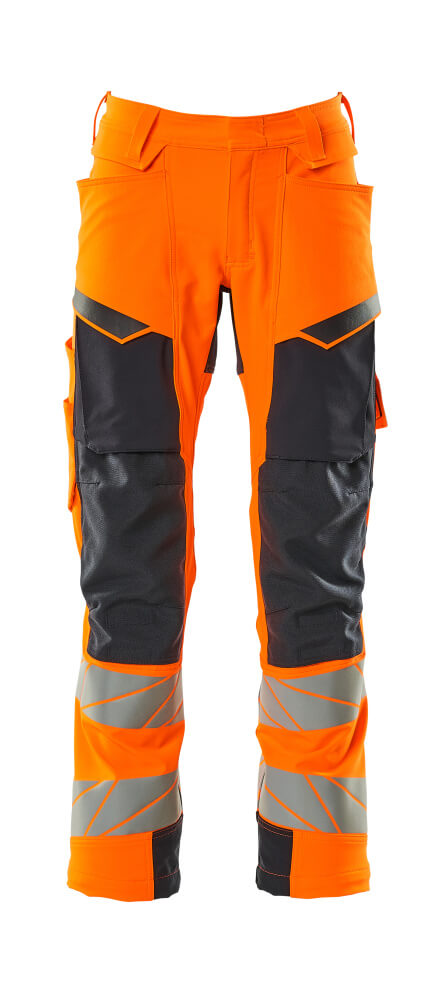 MASCOT ACCELERATE SAFE Trousers with kneepad pockets 19079 Hi-vis Orange/dark Navy
