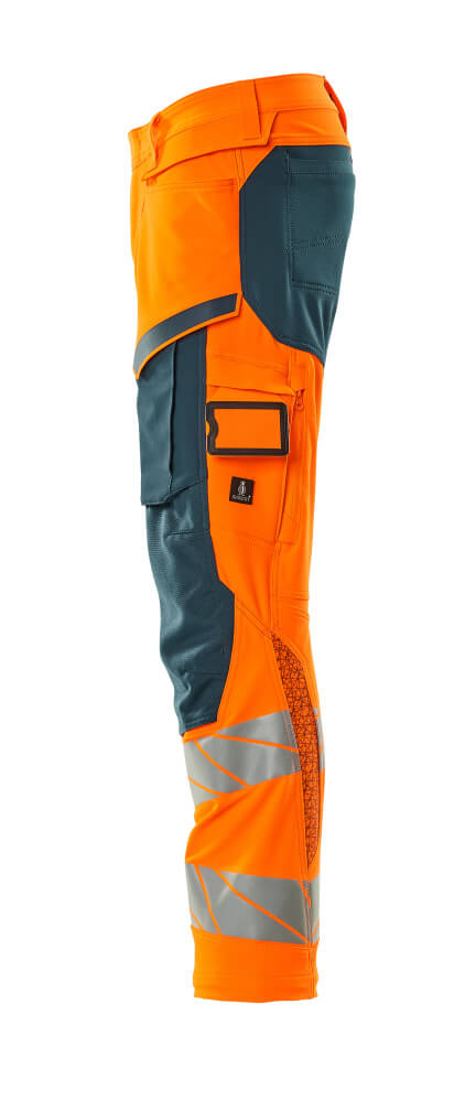 MASCOT ACCELERATE SAFE Trousers with kneepad pockets 19079 Hi-vis Orange/dark Petroleum