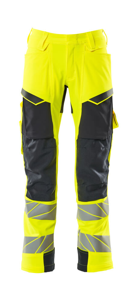 MASCOT ACCELERATE SAFE Trousers with kneepad pockets 19079 Hi-vis Yellow/dark Navy