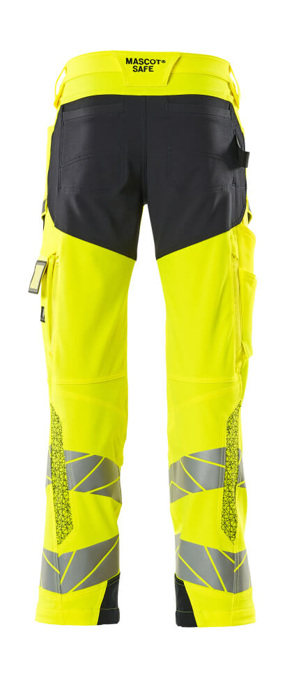 MASCOT ACCELERATE SAFE Trousers with kneepad pockets 19079 Hi-vis Yellow/dark Navy