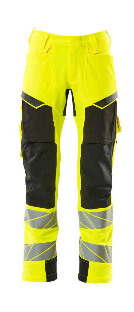 MASCOT ACCELERATE SAFE Trousers with kneepad pockets 19079 Hi-vis Yellow/black