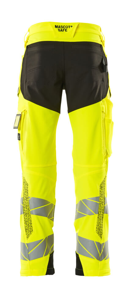 MASCOT ACCELERATE SAFE Trousers with kneepad pockets 19079 Hi-vis Yellow/black
