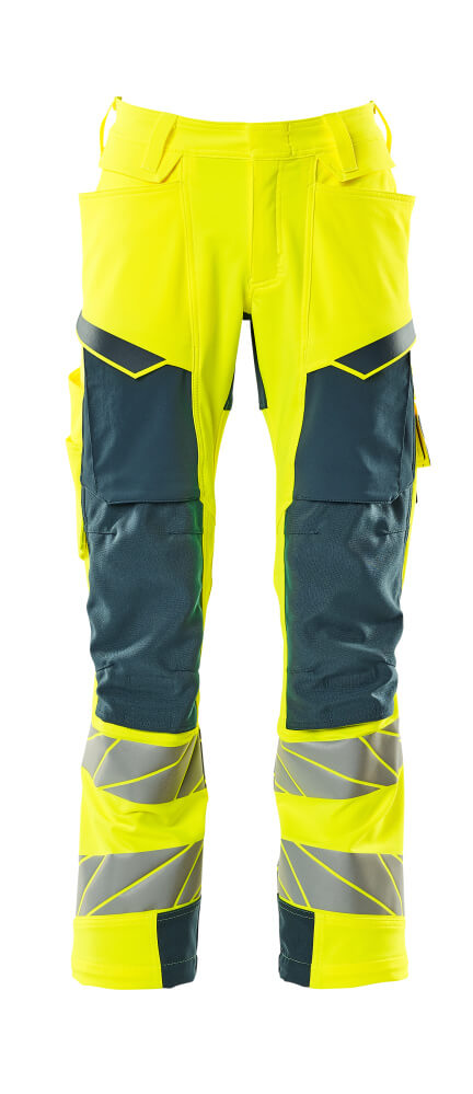 MASCOT ACCELERATE SAFE Trousers with kneepad pockets 19079 Hi-vis Yellow/dark Petroleum