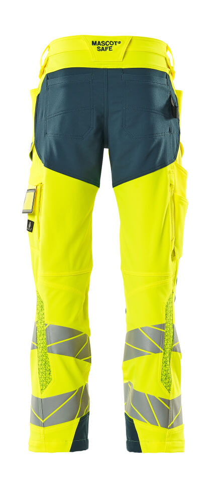 MASCOT ACCELERATE SAFE Trousers with kneepad pockets 19079 Hi-vis Yellow/dark Petroleum