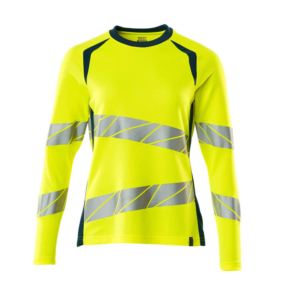 MASCOT ACCELERATE SAFE T-shirt, long-sleeved 19091 Hi-vis Yellow/dark Petroleum