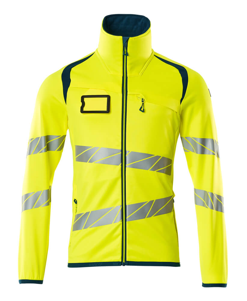 MASCOT ACCELERATE SAFE Fleece Jumper with zipper 19103 Hi-vis Yellow/dark Petroleum