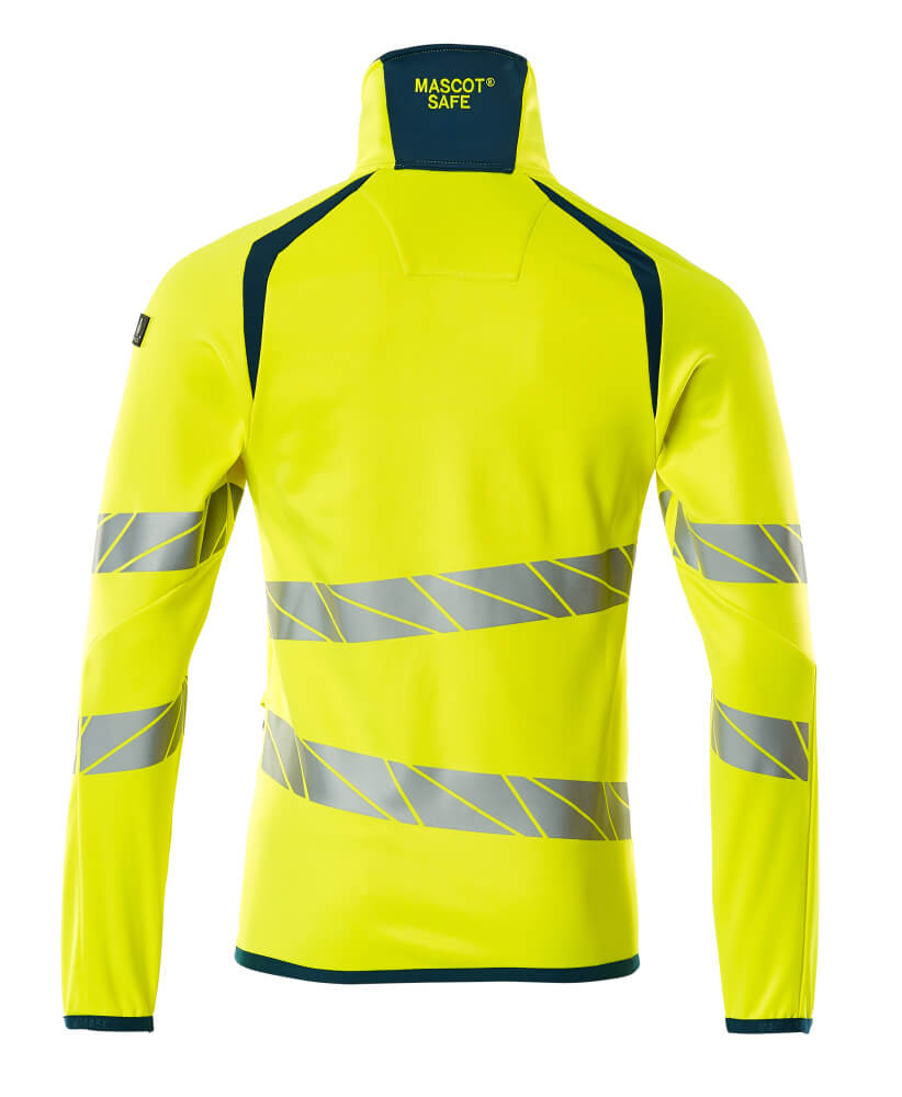 MASCOT ACCELERATE SAFE Fleece Jumper with zipper 19103 Hi-vis Yellow/dark Petroleum