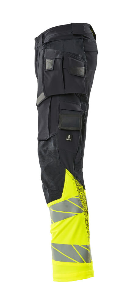 MASCOT ACCELERATE SAFE Trousers with holster pockets 19131 Dark Navy/hi-vis Yellow