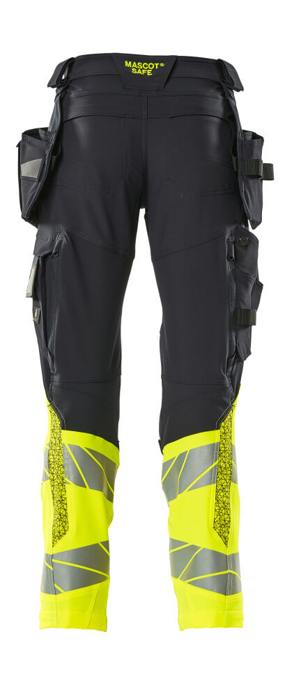 MASCOT ACCELERATE SAFE Trousers with holster pockets 19131 Dark Navy/hi-vis Yellow