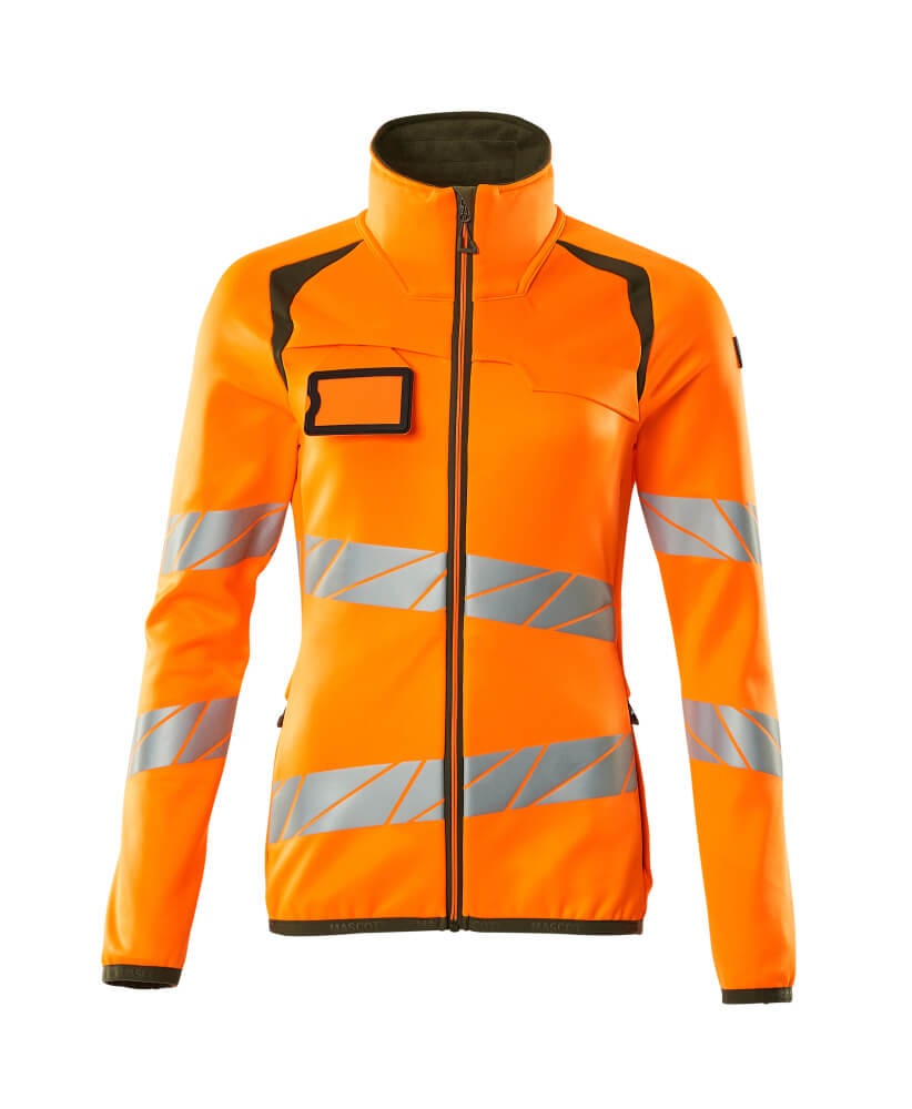 MASCOT ACCELERATE SAFE Fleece Jumper with zipper 19153 Hi-vis Orange/moss Green