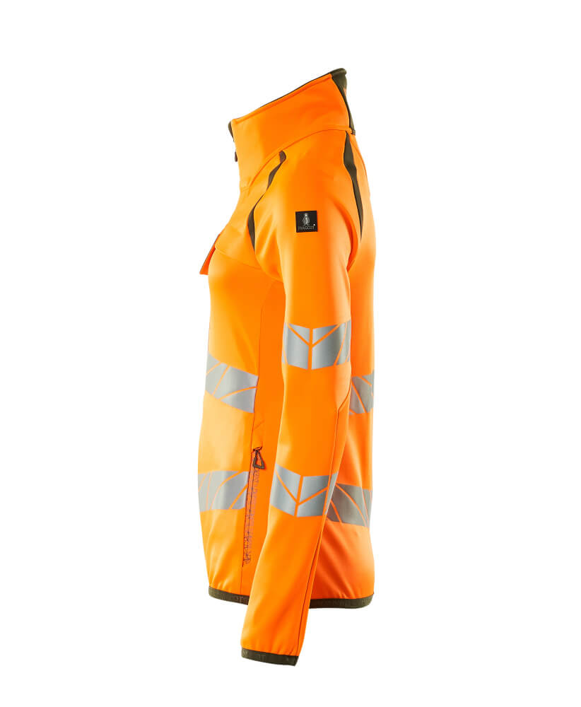 MASCOT ACCELERATE SAFE Fleece Jumper with zipper 19153 Hi-vis Orange/moss Green