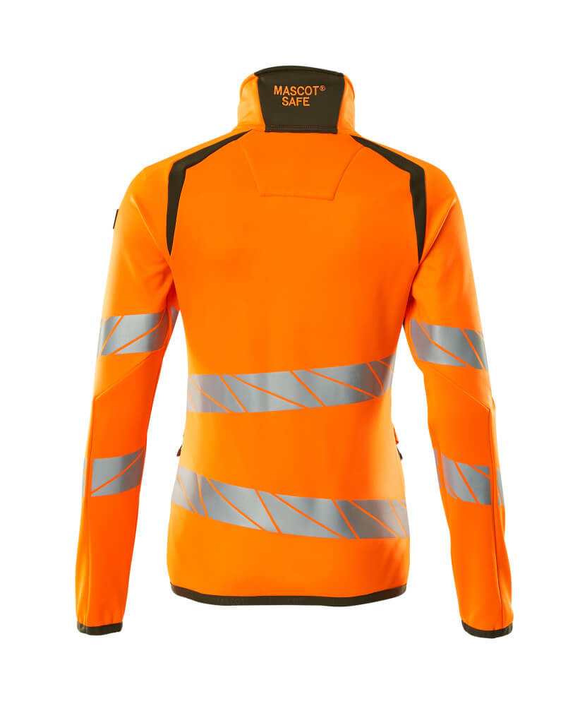 MASCOT ACCELERATE SAFE Fleece Jumper with zipper 19153 Hi-vis Orange/moss Green
