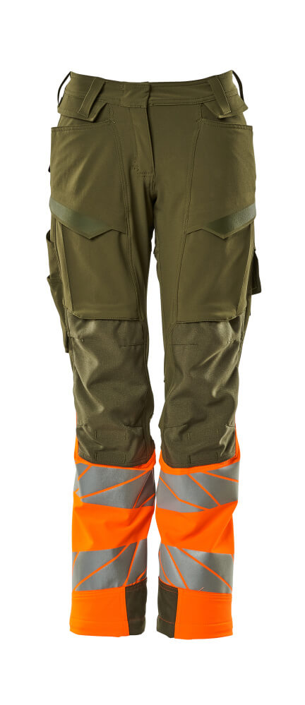 MASCOT ACCELERATE SAFE Trousers with kneepad pockets 19178 Moss Green/hi-vis Orange