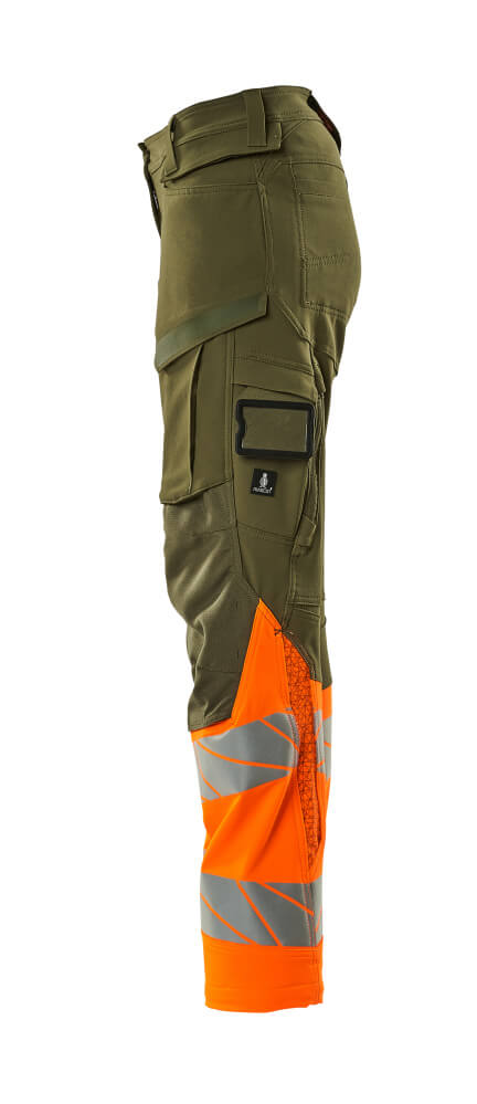 MASCOT ACCELERATE SAFE Trousers with kneepad pockets 19178 Moss Green/hi-vis Orange