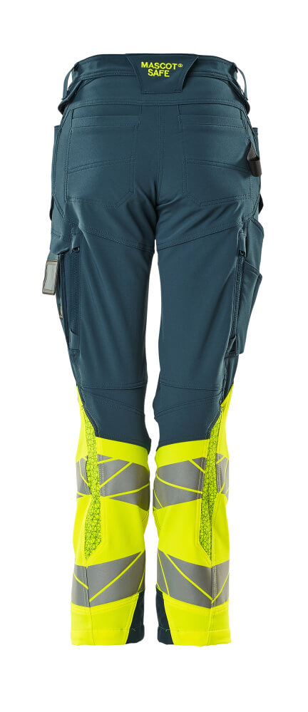 MASCOT ACCELERATE SAFE Trousers with kneepad pockets 19178 Dark Petroleum/hi-vis Yellow