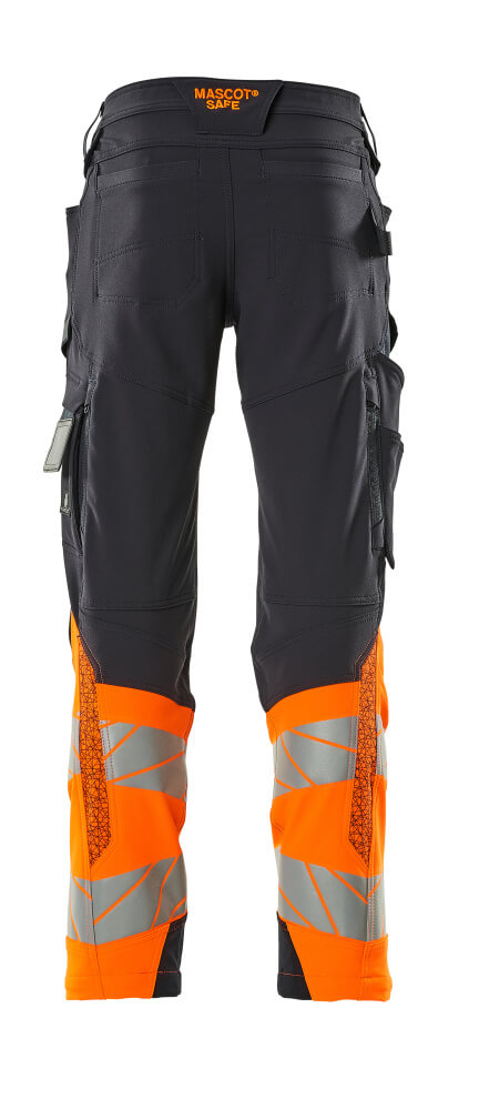 MASCOT ACCELERATE SAFE Trousers with kneepad pockets 19179 Dark Navy/hi-vis Orange
