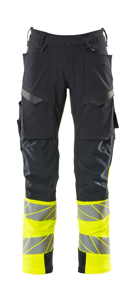 MASCOT ACCELERATE SAFE Trousers with kneepad pockets 19179 Dark Navy/hi-vis Yellow