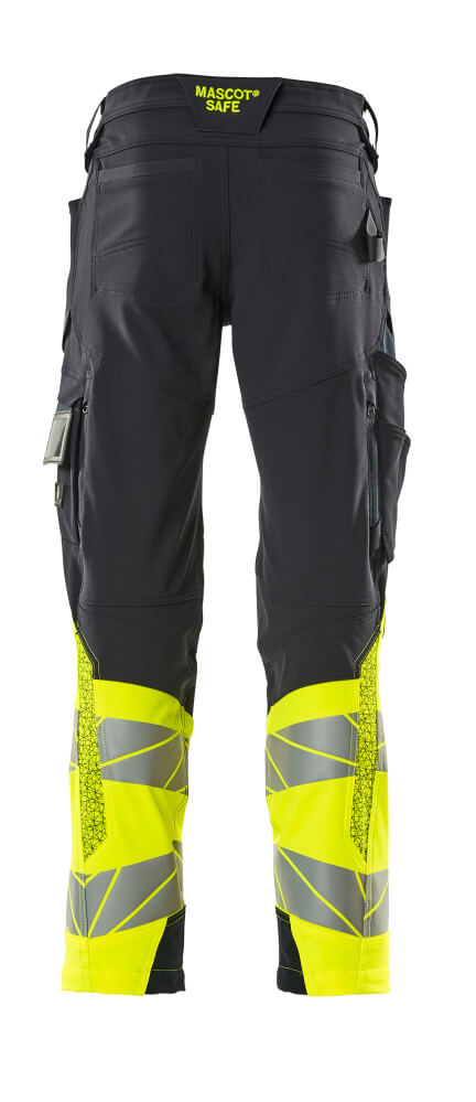 MASCOT ACCELERATE SAFE Trousers with kneepad pockets 19179 Dark Navy/hi-vis Yellow