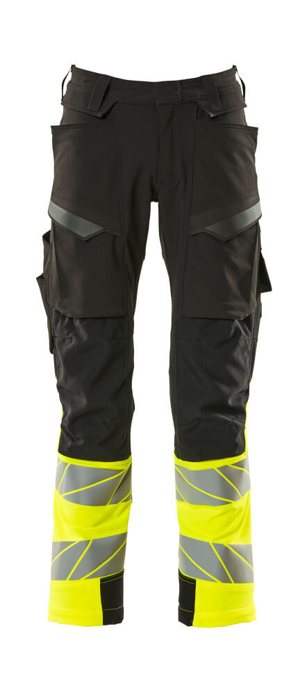 MASCOT ACCELERATE SAFE Trousers with kneepad pockets 19179 Black/hi-vis Yellow