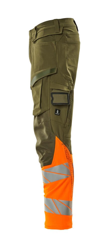 MASCOT ACCELERATE SAFE Trousers with kneepad pockets 19179 Moss Green/hi-vis Orange