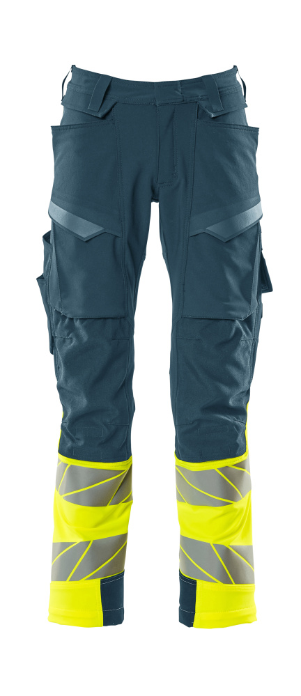 MASCOT ACCELERATE SAFE Trousers with kneepad pockets 19179 Dark Petroleum/hi-vis Yellow