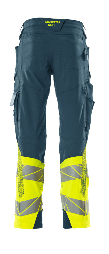 MASCOT ACCELERATE SAFE Trousers with kneepad pockets 19179 Dark Petroleum/hi-vis Yellow