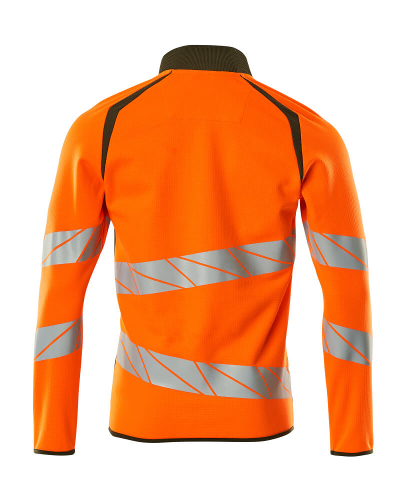 MASCOT ACCELERATE SAFE Sweatshirt with zipper 19184 Hi-vis Orange/moss Green