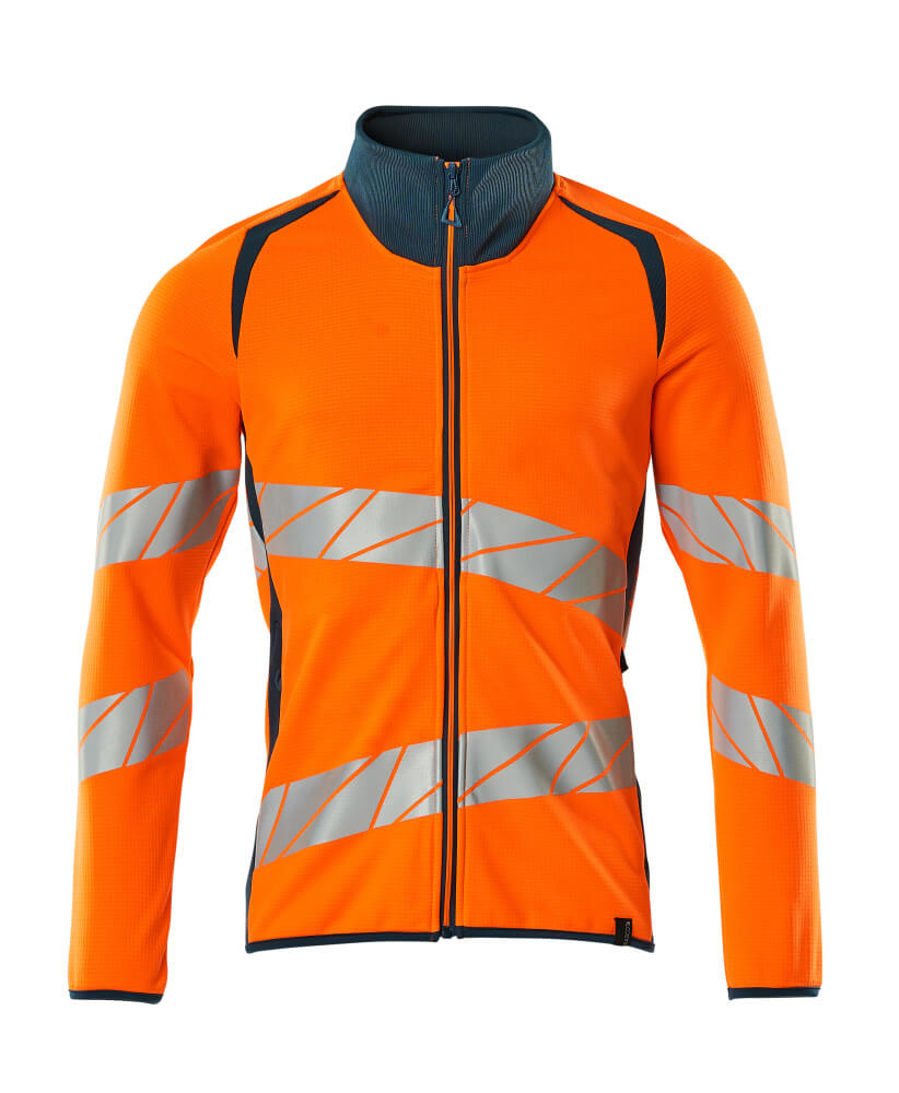MASCOT ACCELERATE SAFE Sweatshirt with zipper 19184 Hi-vis Orange/dark Petroleum