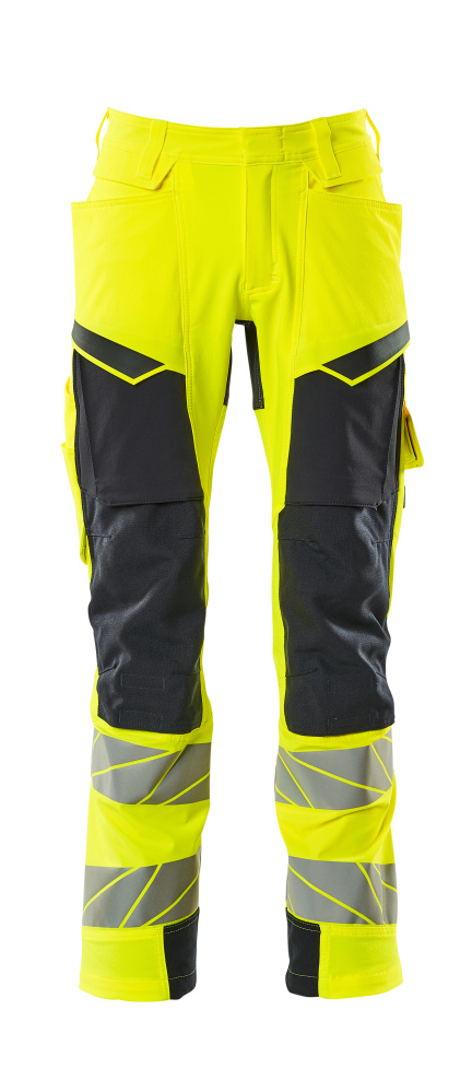 MASCOT ACCELERATE SAFE Trousers with kneepad pockets 19279 Hi-vis Yellow/dark Navy