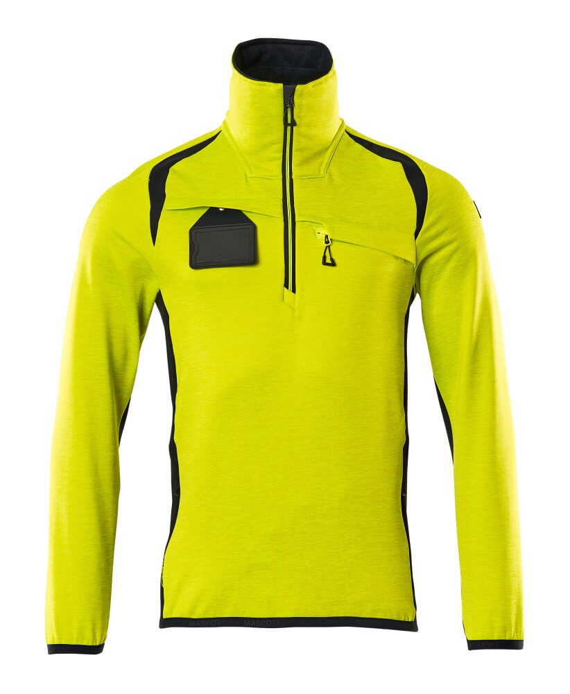 MASCOT ACCELERATE SAFE Fleece jumper with half zip 19303 Hi-vis Yellow/dark Navy