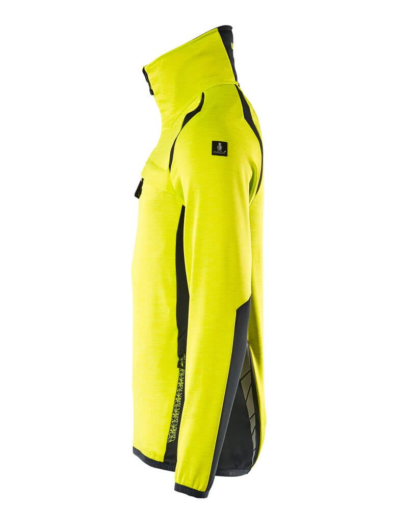 MASCOT ACCELERATE SAFE Fleece jumper with half zip 19303 Hi-vis Yellow/dark Navy