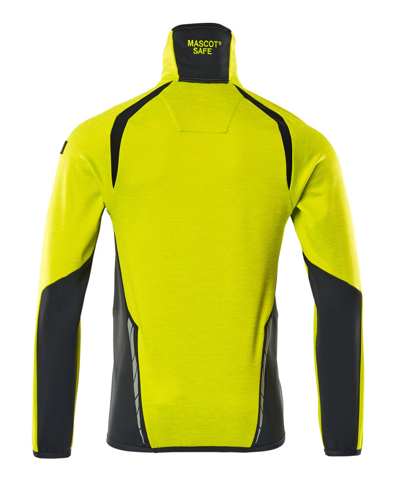 MASCOT ACCELERATE SAFE Fleece jumper with half zip 19303 Hi-vis Yellow/dark Navy