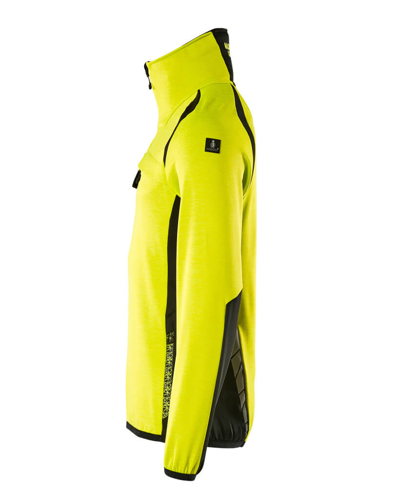 MASCOT ACCELERATE SAFE Fleece jumper with half zip 19303 Hi-vis Yellow/black
