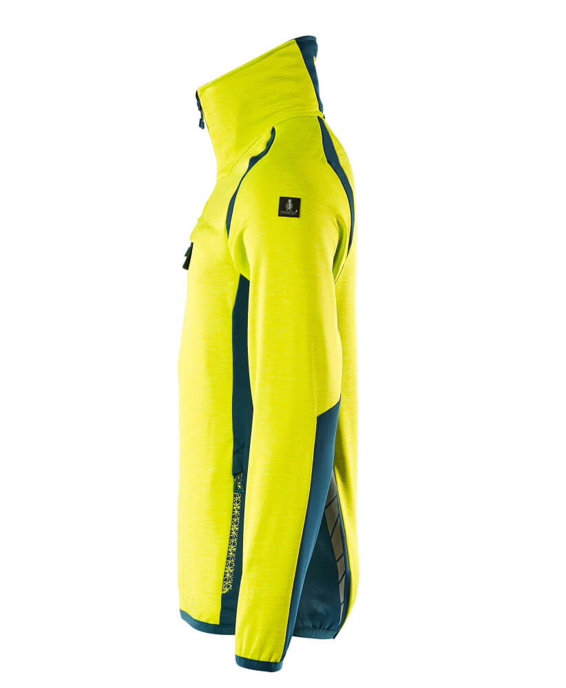 MASCOT ACCELERATE SAFE Fleece jumper with half zip 19303 Hi-vis Yellow/dark Petroleum